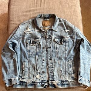 American Eagle Outfitters Light Blue Distressed Denim Jacket
